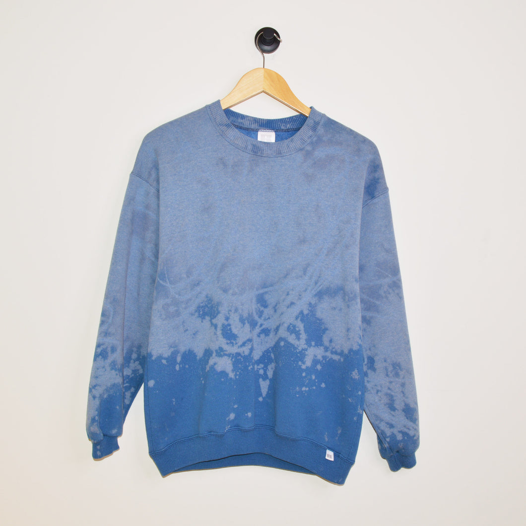 Bleach Dye Blue Crewneck Sweatshirt [M]