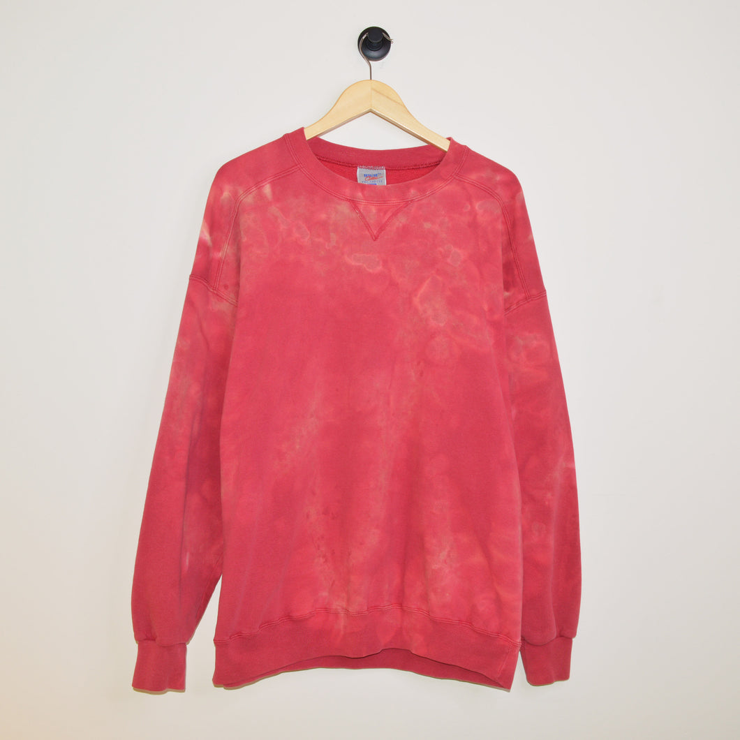 Bleach Dye Red Crewneck Sweatshirt [XL]