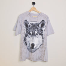 Load image into Gallery viewer, Vintage Tie Dye Liquid Blue Wolf T-Shirt [L]
